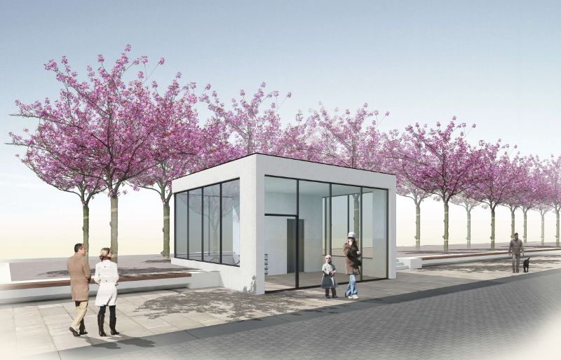 Glaspavillons auf dem Rheydter Marktplatz sind zur Eröffnung der Tiefgarage Anfang Dezember fertig