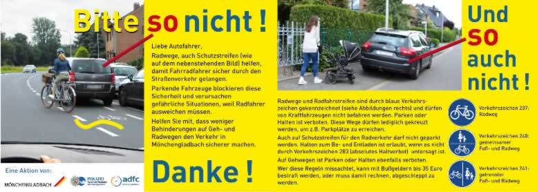 Falschparker auf Rad- und Fußwegen: ADFC, Stadt und Polizei starten  Aufklärungsaktion - MG-Heute