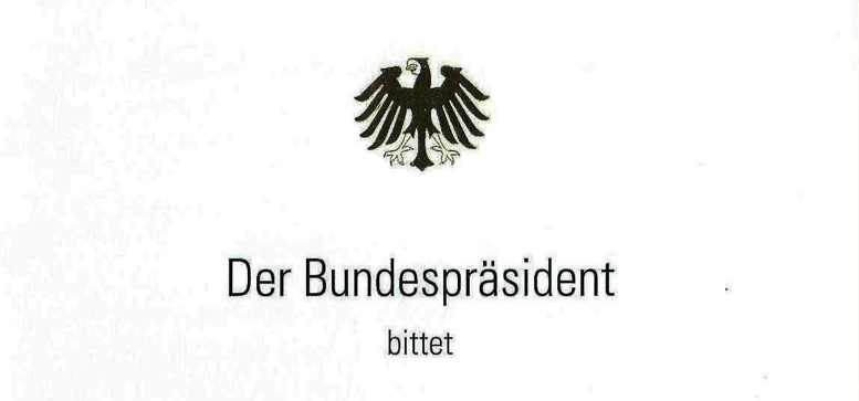 Einladung des Bundespräsidenten ins Schloss Bellevue