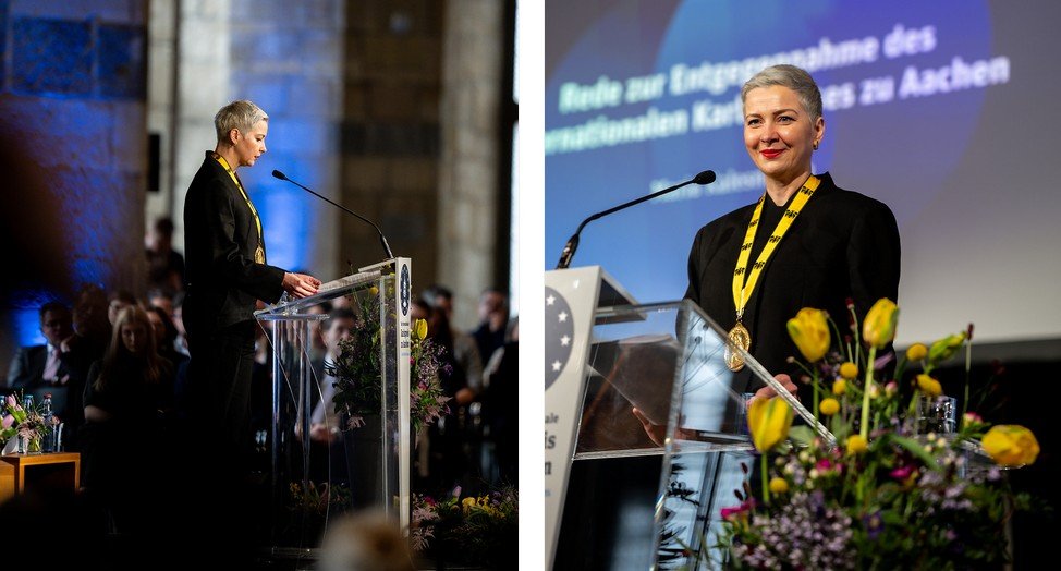 Maria Kalesnikava hat Karlspreis 2022 in Aachen erhalten